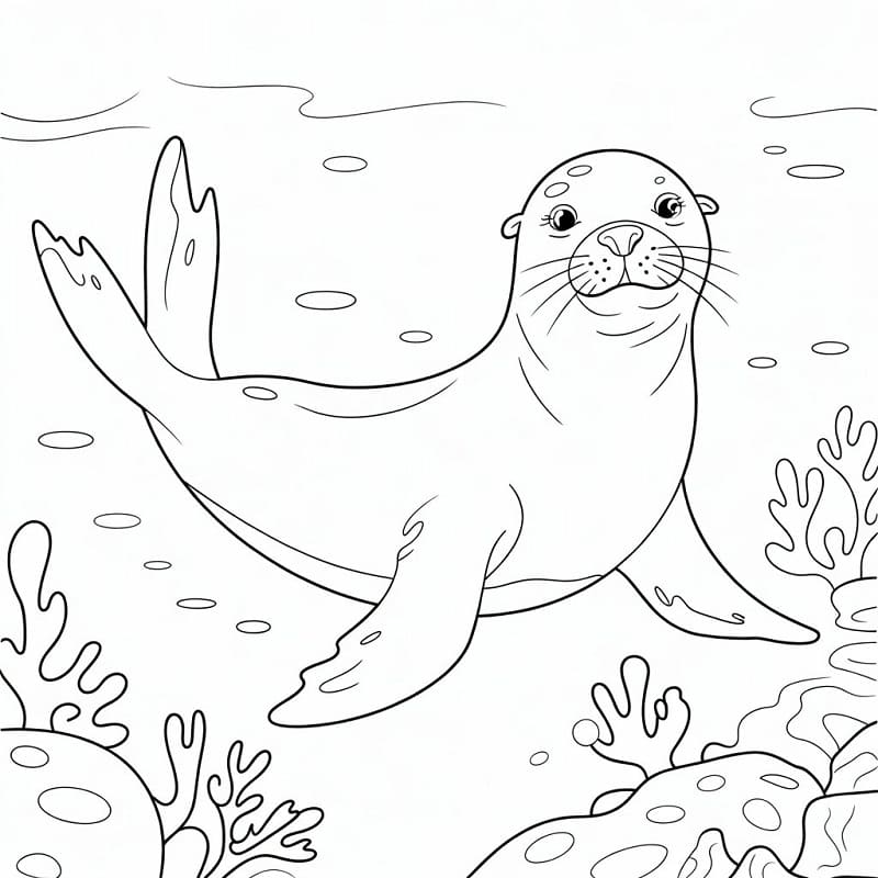 Svømmende Sjøløve fargelegging