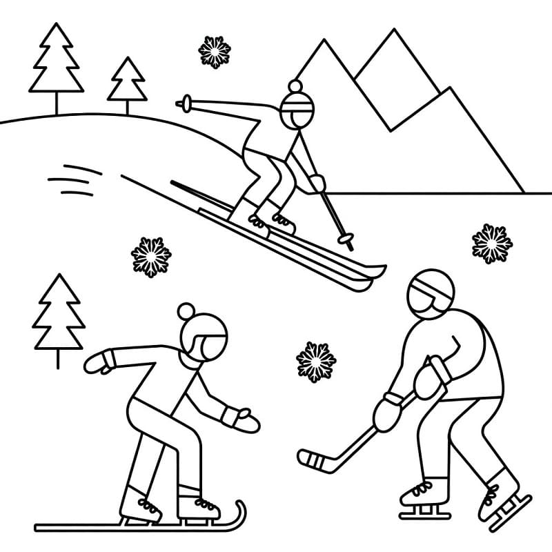 Tegning av vintersporter fargelegging