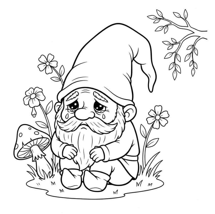 Trist gnom fargelegging