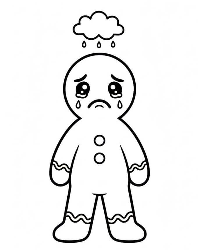 Trist pepperkakemann fargelegging