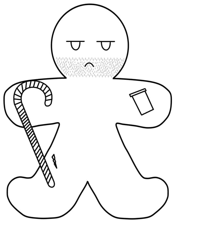 Ulykkelig pepperkakemann fargelegging