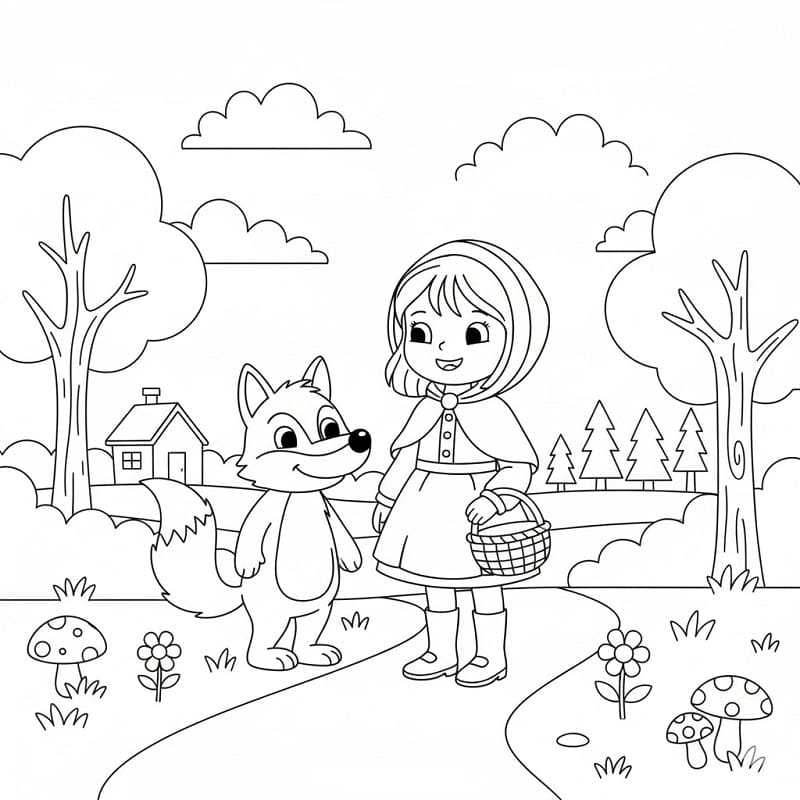 Utskriftbar Gratis Rødhette fargelegging