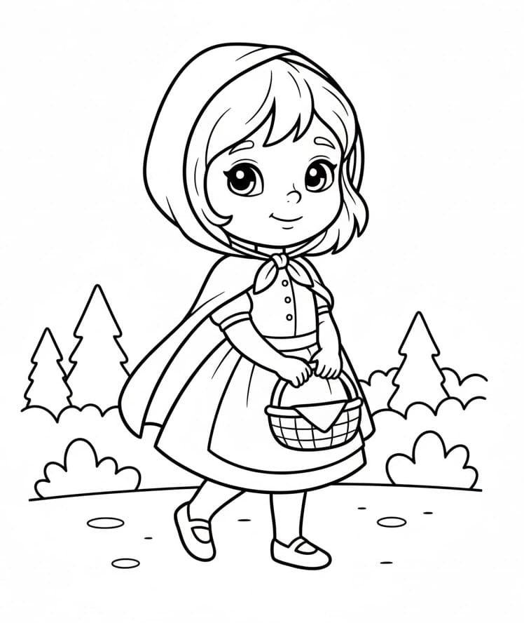 Utskriftbar Rødhette for Barn fargelegging