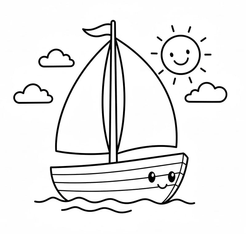 Utskriftbar Seilbåt fargelegging
