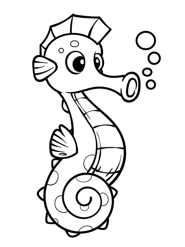 Utskriftbar Sjøhest for Barn fargelegging