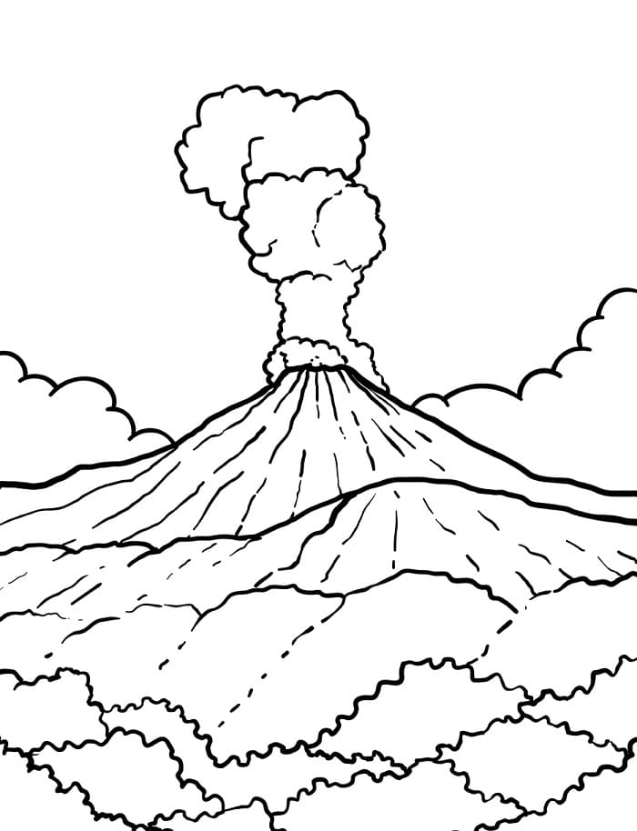 Utskriftbar Vulkan for Barn fargelegging