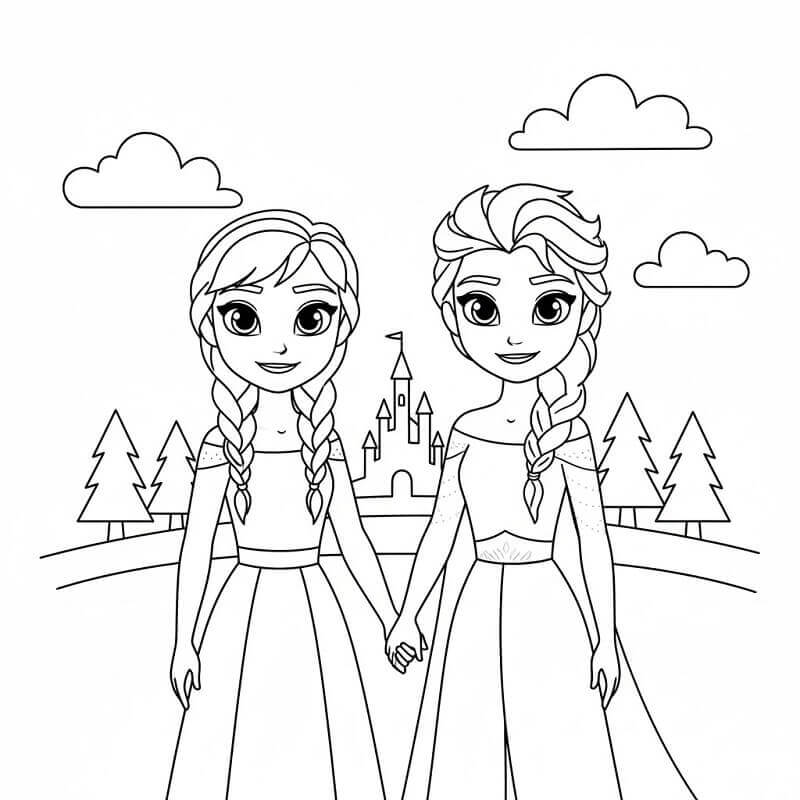 Elsa og Anna Fargelegging