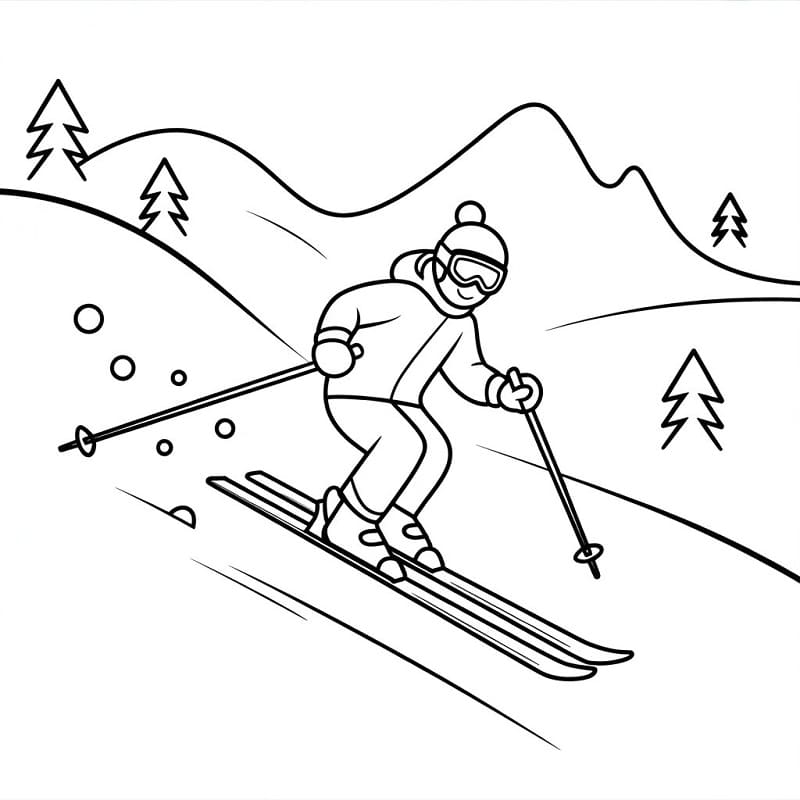 Vintersport på ski fargelegging