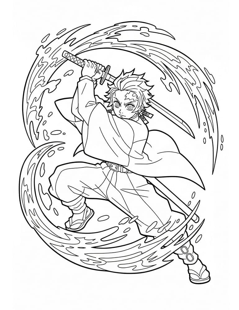 Bedårende Tanjiro fargelegging