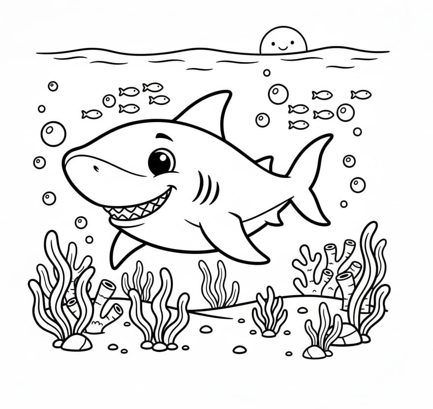 En Søt Hai fargelegging