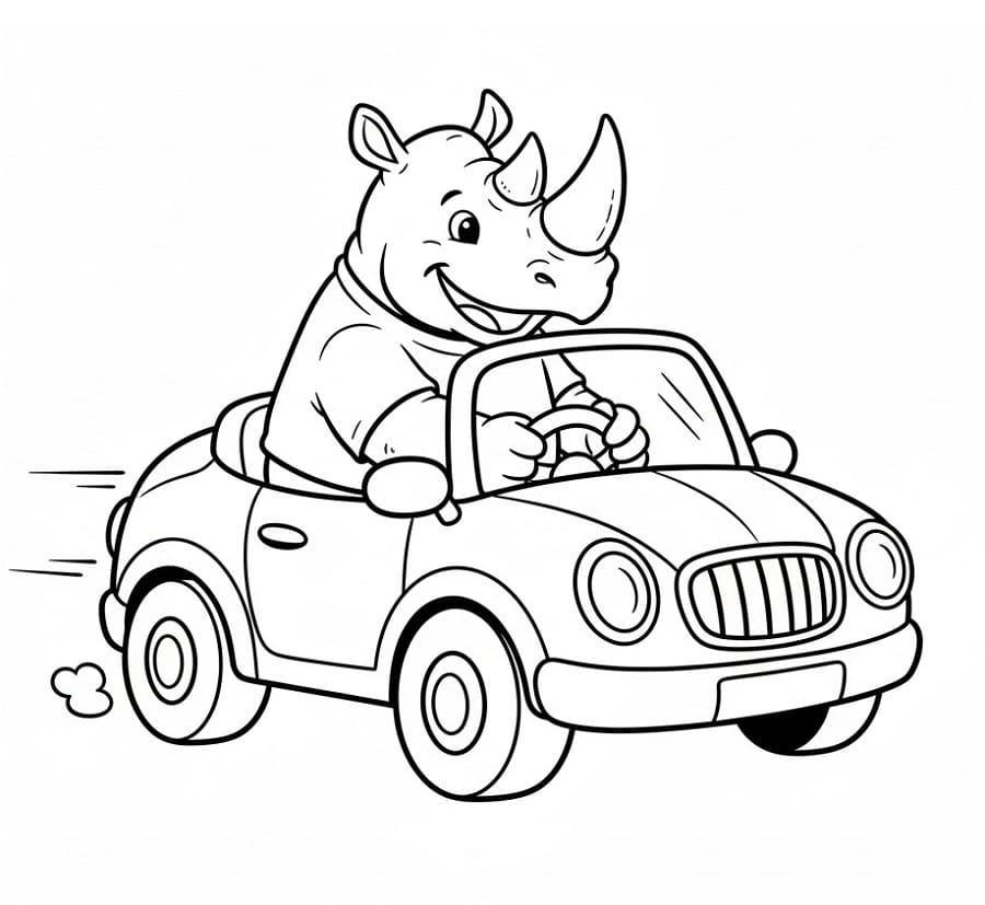 En Søt Neshorn fargelegging