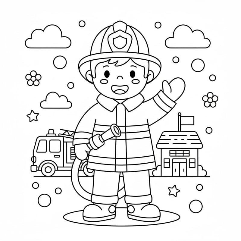 Enkel Brannmann fargelegging