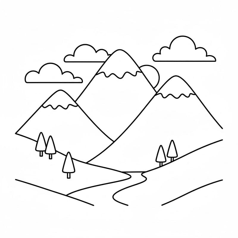 Enkel Fjell fargelegging