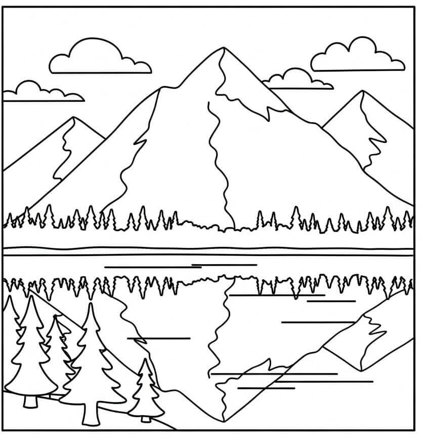 Fjell Utskriftbar for Barn fargelegging