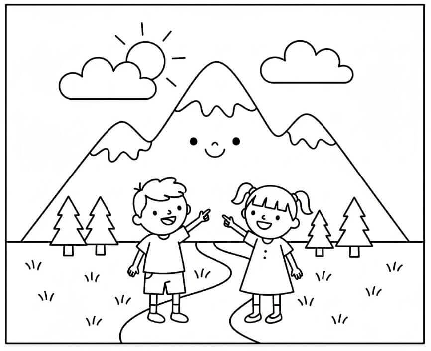 Fjell for Barn fargelegging