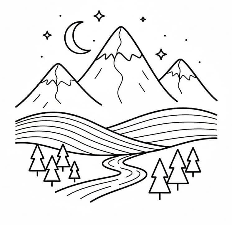 Fjellandskap fargelegging