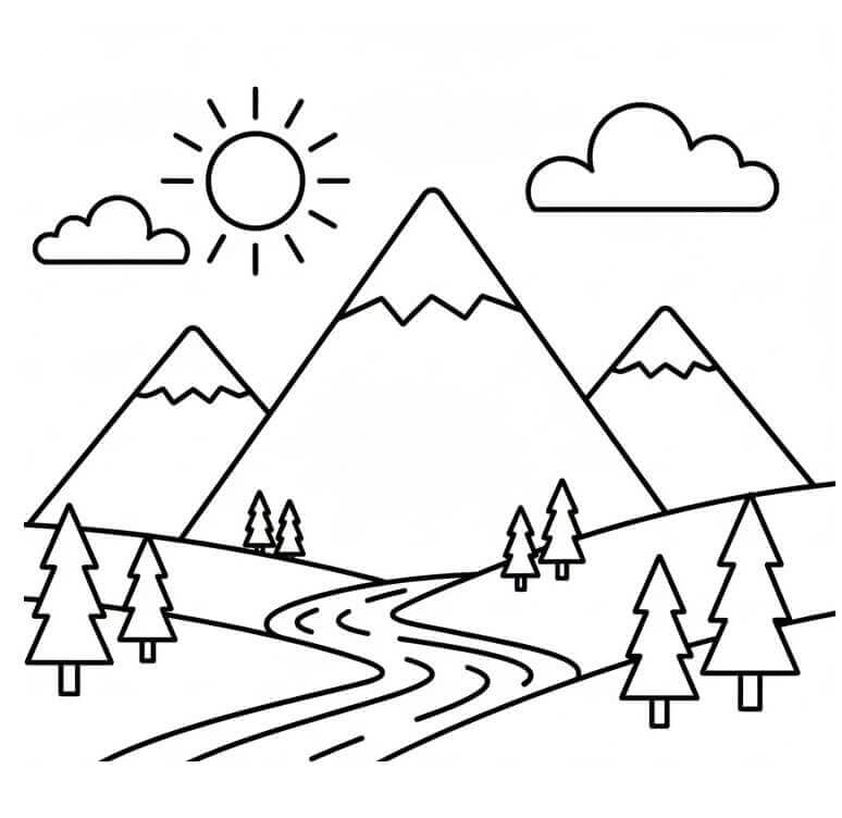 Fjellscene fargelegging