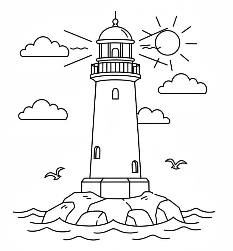 Fyrtårn Utskriftbar fargelegging
