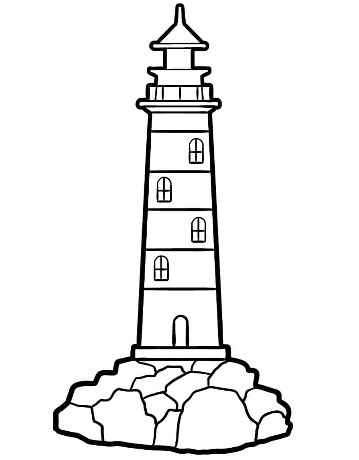 Fyrtårn-landskap fargelegging
