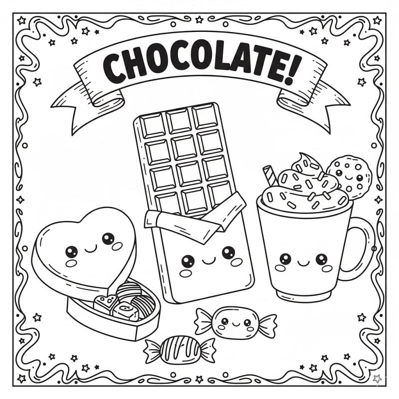 Gratis Sjokolade Utskriftbar fargelegging
