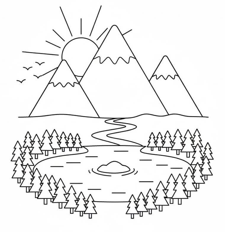 Gratis Utskriftbar Fjell fargelegging
