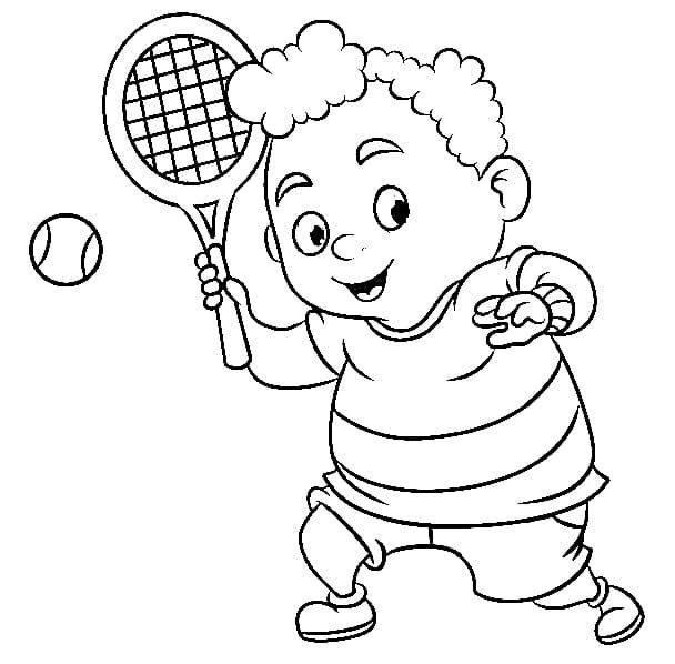 Gutt spiller tennis fargelegging