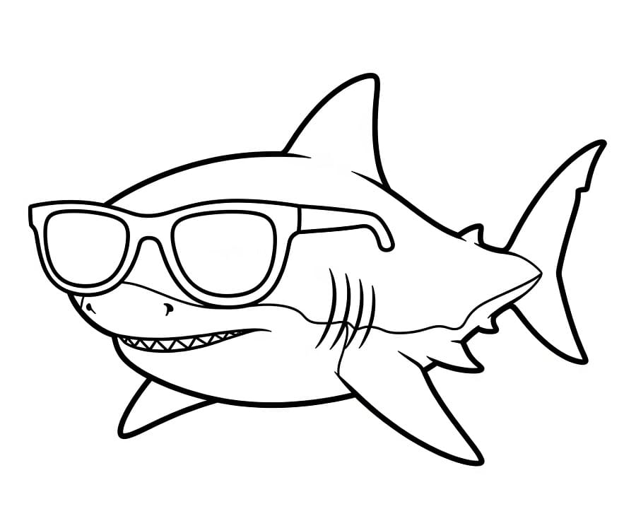 Hai med Solbriller fargelegging