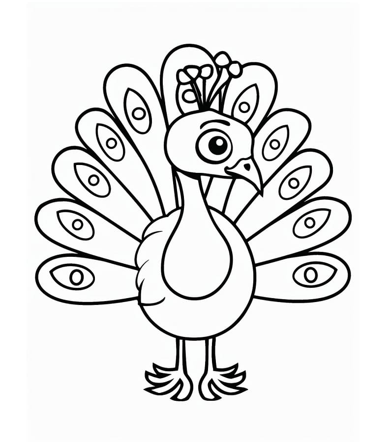 Påfugl Utskriftbar for Barn fargelegging