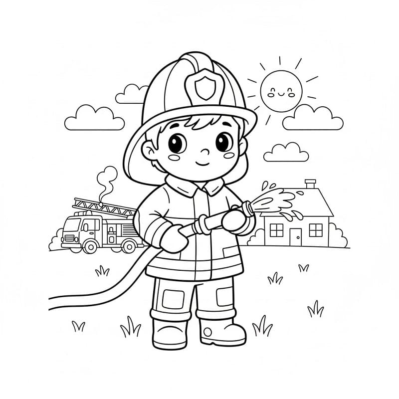 Skriv ut Brannmann fargelegging