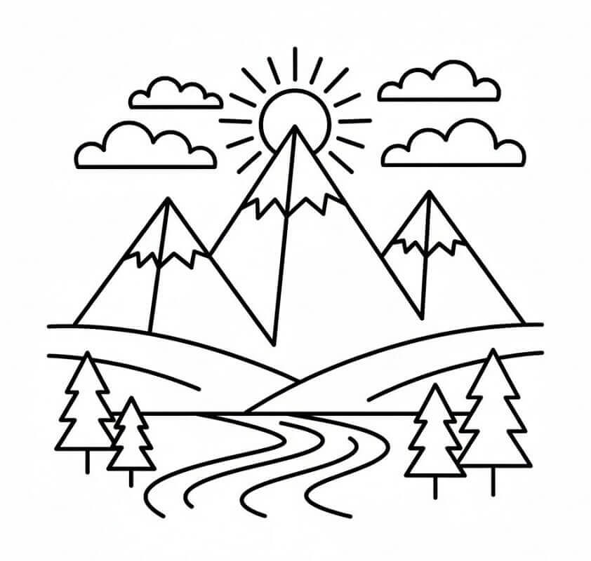 Skriv ut Fjell fargelegging