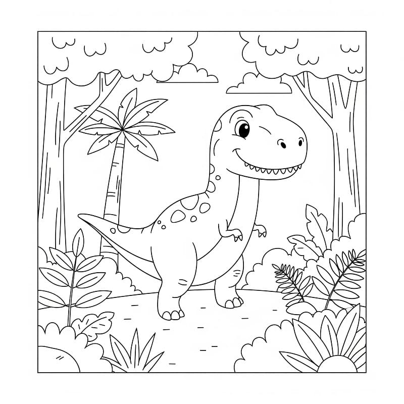 Skriv ut T-rex fargelegging