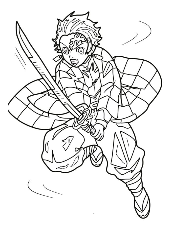 Skriv ut Tanjiro fargelegging