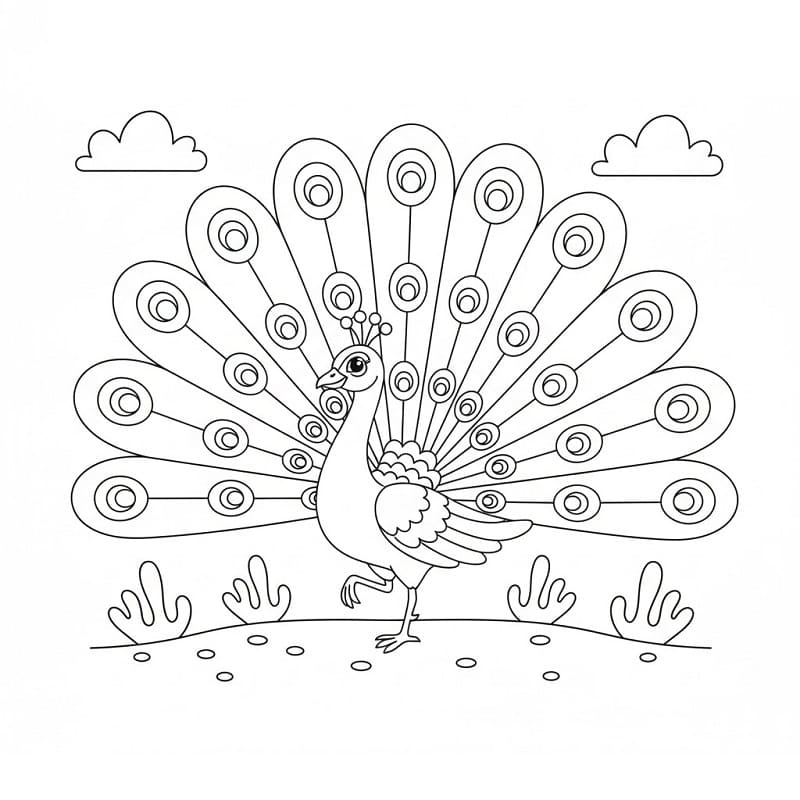 Søt Påfugl fargelegging