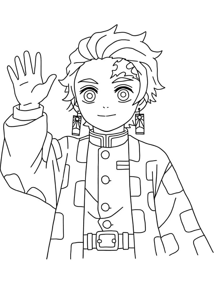 Tøff Tanjiro fargelegging