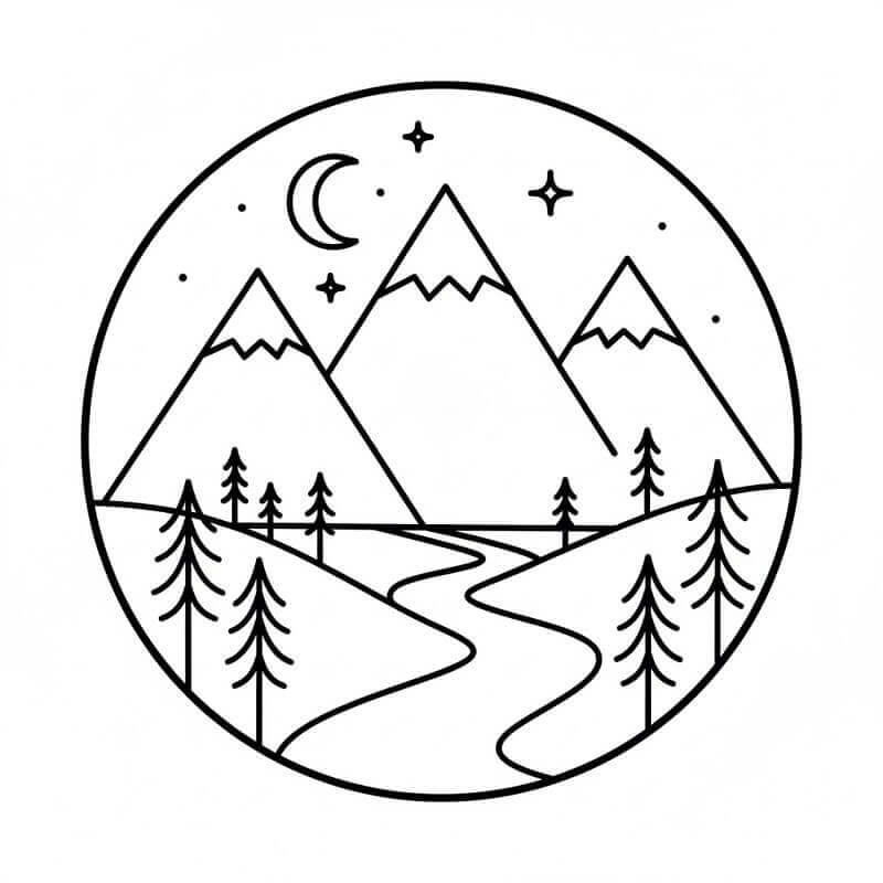 Utskriftbar Fjell fargelegging