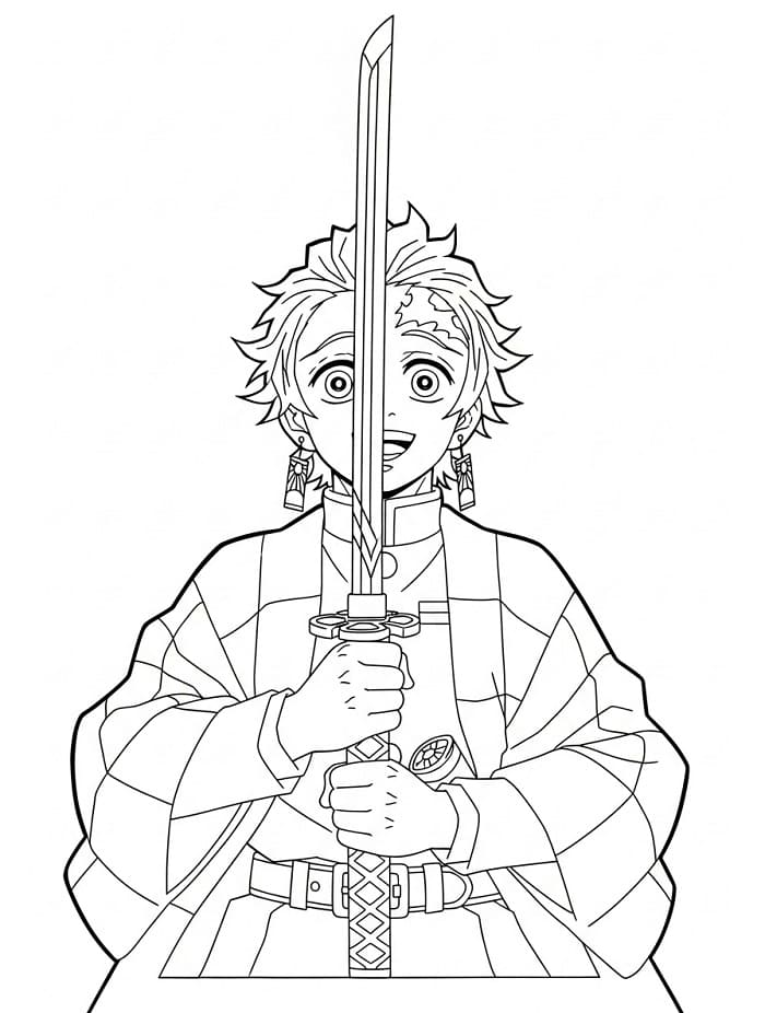 Utskriftbar Gratis Tanjiro fargelegging