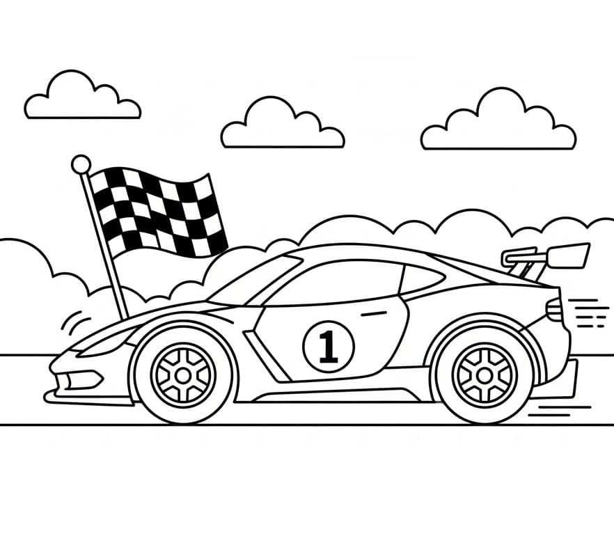 Utskriftbar Racerbil for Barn fargelegging