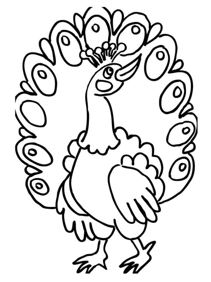 Utskriftbart Bilde Påfugl fargelegging