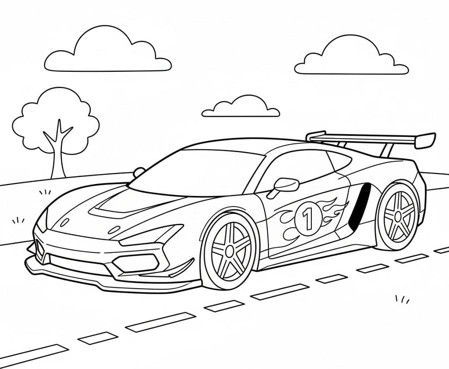 Utskriftbart Bilde Racerbil fargelegging