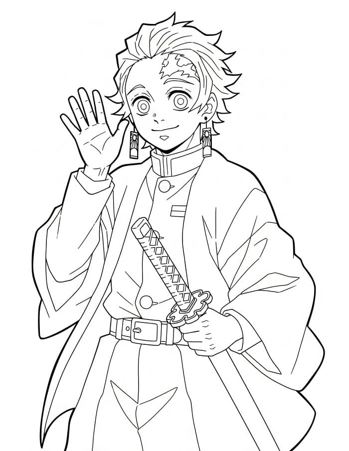 Utskriftbart Bilde Tanjiro fargelegging