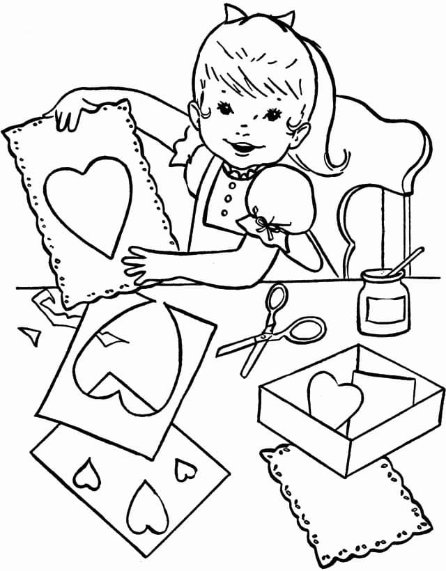 Utskriftbart Bilde Valentinsdag fargelegging