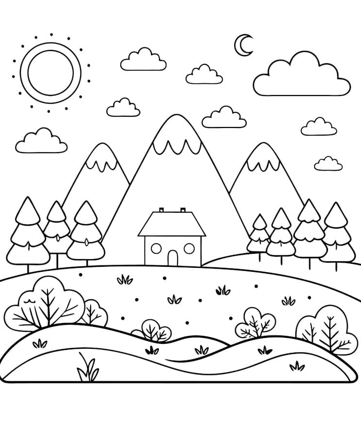 Vakker Fjellscene fargelegging