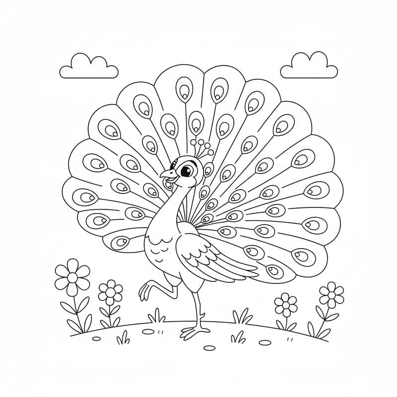 Vakker Påfugl fargelegging