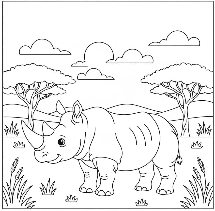 Vanlig Neshorn fargelegging