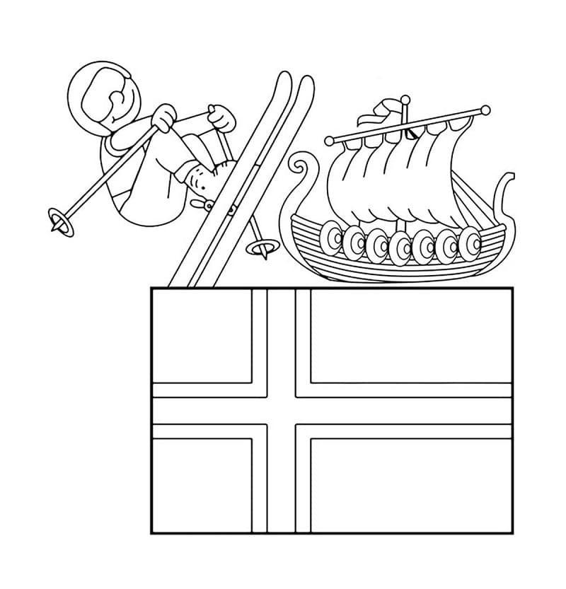 Fin Norges flagg fargelegging