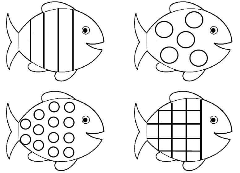 Fire fisker fargelegging