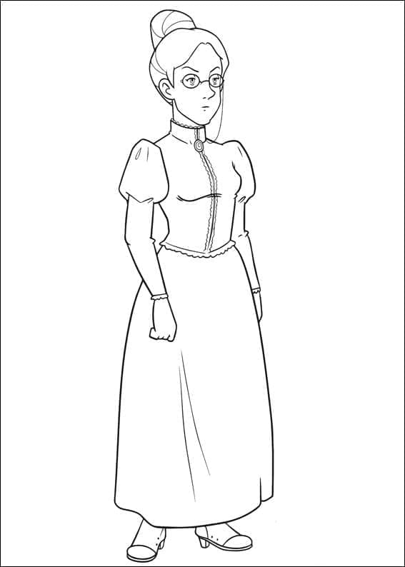 Frøken Rottenmeier fra Heidi fargelegging