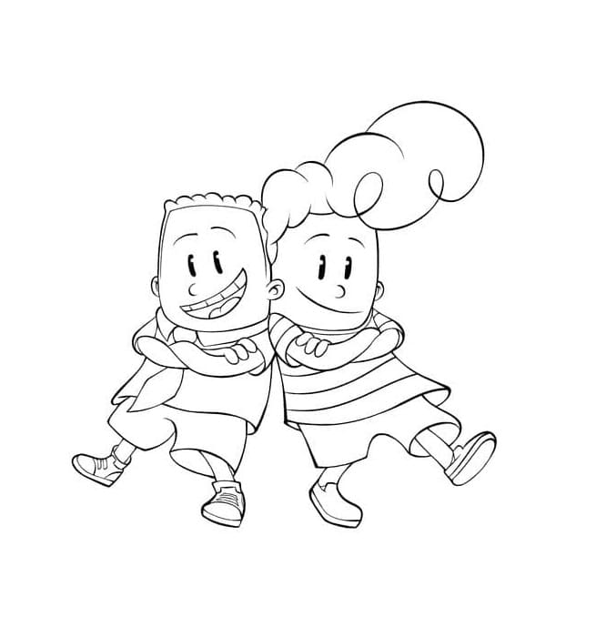 George og Harold fra Kaptein Supertruse fargelegging