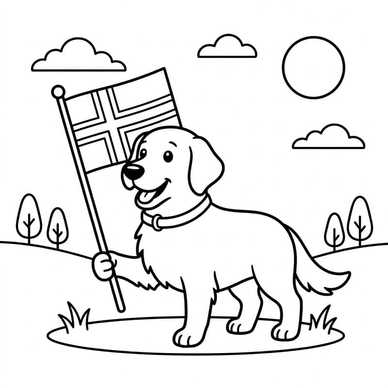 Norges flagg gratis for barn fargelegging