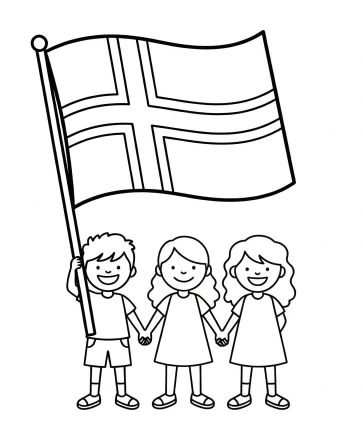 Norges flagg gratis fargelegging